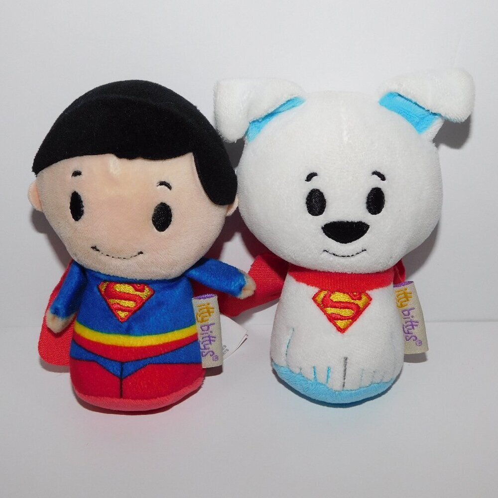 Hallmark Itty Bittys DC Comics Superman and White Puppy Dog Krypto Set plush